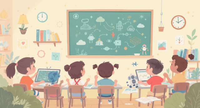 小学校教室での学び風景